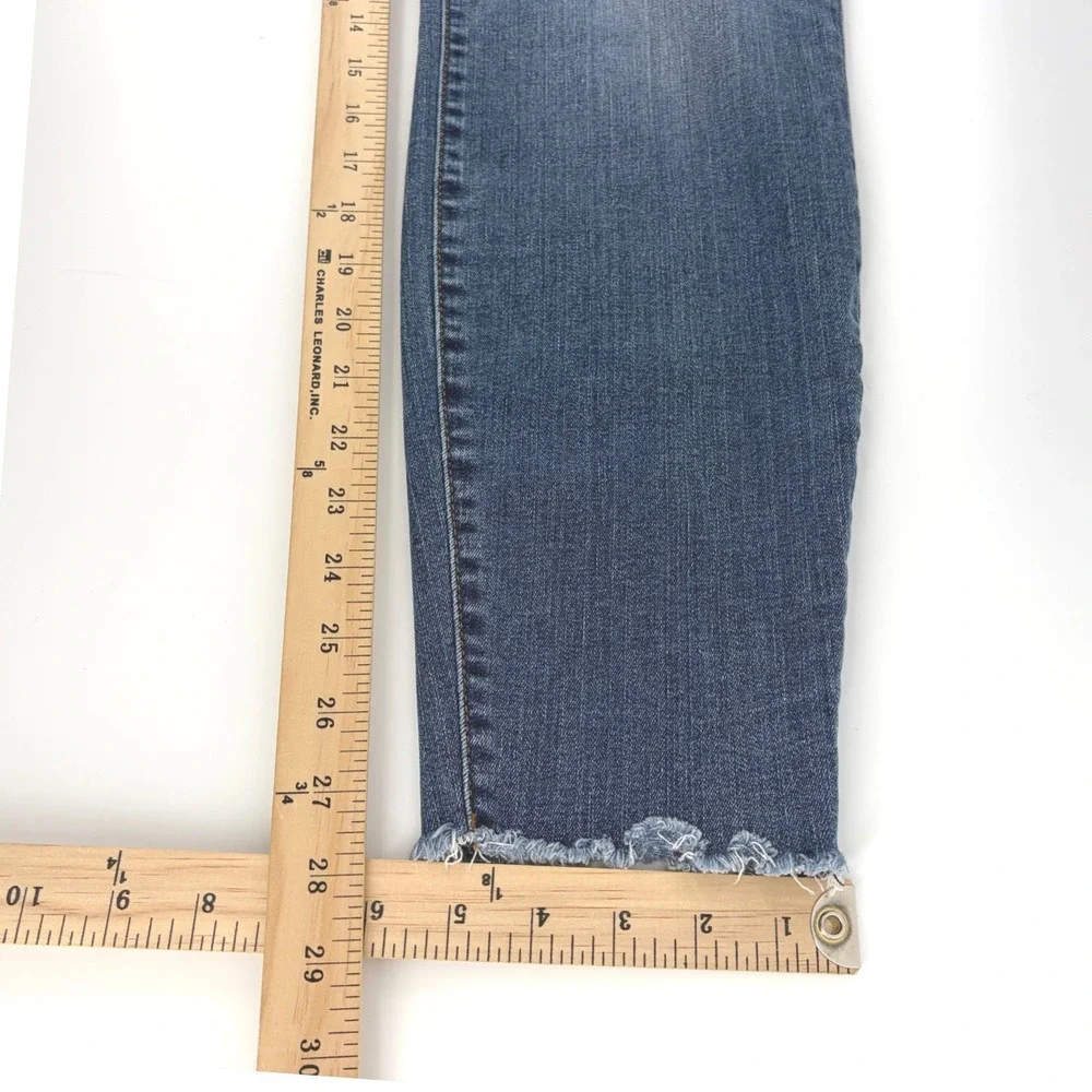 KUT from the Kloth Jeans Size 14 Connie Ankle Skinny Blue Distressed Raw Hem